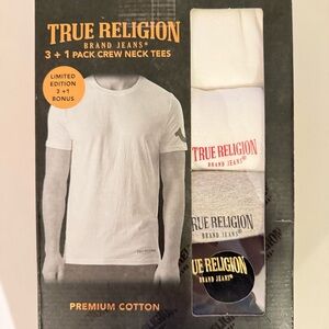 True Religion Premium Cotton Tees in White, Gray, Black